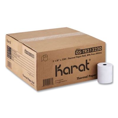 Thermal Paper Rolls, 3.13" x 220 ft, White, 50 Rolls/Carton