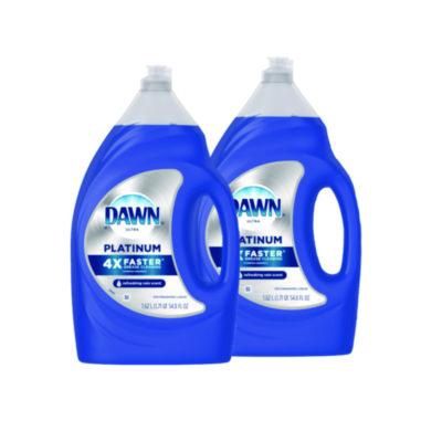 Platinum Liquid Dish Detergent, Refreshing Rain Scent, 54.8 oz Bottle, 2/Pack
