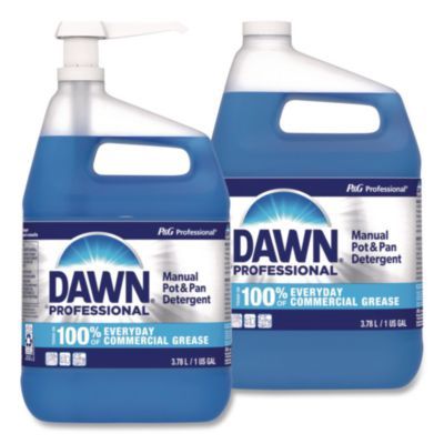Manual Pot and Pan Dish Detergent with Pump, Dawn Original Scent, (1) Pump and (2) 1 gal Bottles/Carton