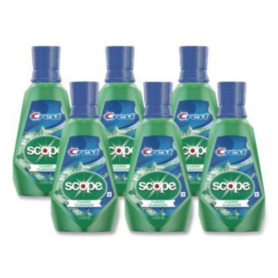 Plus Scope Mouth Rinse, Classic Mint Flavor, 1 L Bottle, 6/Carton