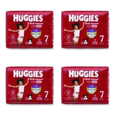 Little Movers HuggFit 360 Degree, Size 7, Over 41 lbs, Disney Design, 14 Diapers/Pack, 4 Packs/Carton