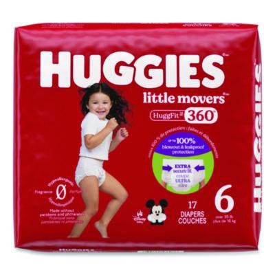 Little Movers HuggFit 360 Degree, Size 6, Over 35 lbs, Disney Design, 17 Diapers/Pack, 4 Packs/Carton