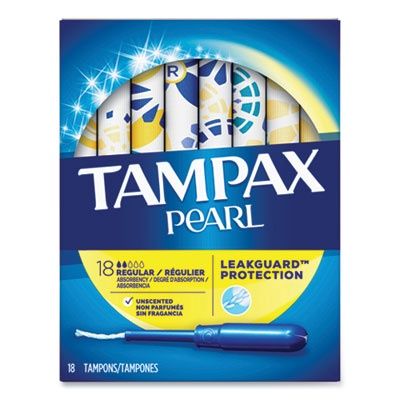 Pearl Tampons, Regular Absorbency, 18/Box
