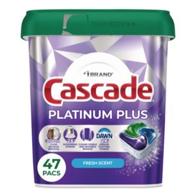 Platinum Plus ActionPacs Dishwasher Detergent Pods, Fresh Scent, 28.4 oz Tub, 47/Pack