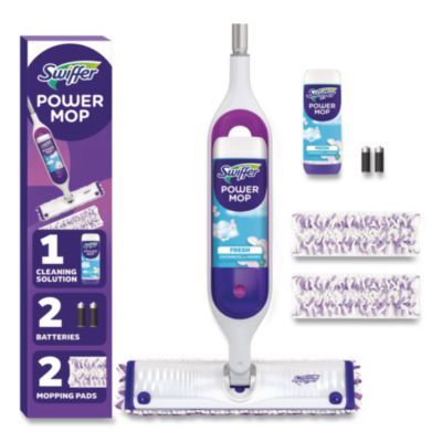 PowerMop Starter Kit, 15.4 x 5.3 White/Purple Cloth Head, 26" Silver Aluminum Handle