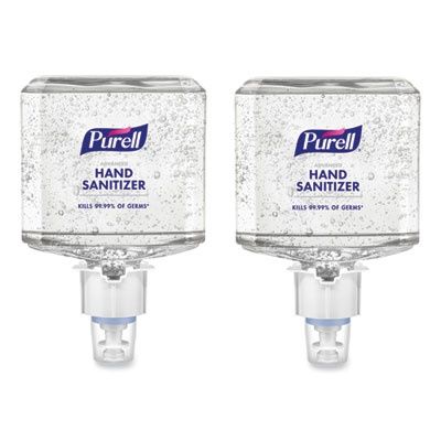 Advanced Hand Sanitizer Gel Refill, 1,200 mL, Clean Scent, For ES6 Dispensers, 2/Carton