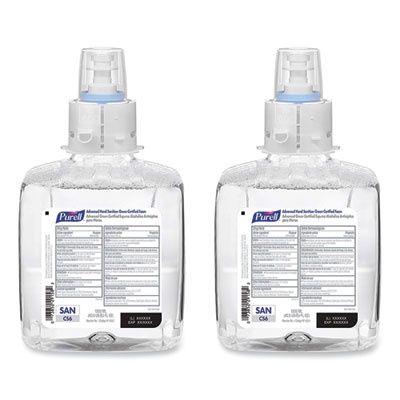 Advanced Hand Sanitizer Green Certified Foam Refill, For CS6 Dispensers, 1,200 mL, Fragrance-Free, 2/Carton