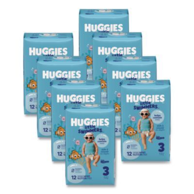 Little Swimmers, Size 3, 16 lbs to 26 lbs, 12/Pack, 8 Packs/Carton