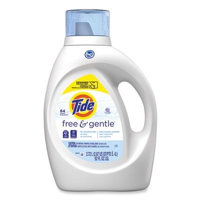 Free and Gentle Liquid Laundry Detergent, HE Compatible, Unscented, 92 oz Bottle