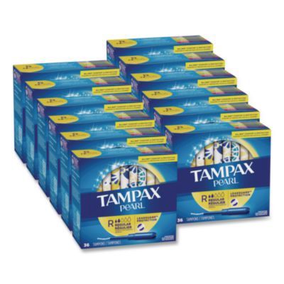 Pearl Tampons, Regular Absorbency, 36/Box, 12 Box/Carton