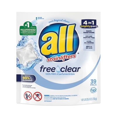 MIGHTY PACS Free Clear Super Concentrated HE Laundry Detergent, 39/Pack