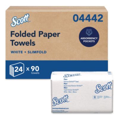 Slimfold Towels, 1-Ply, 7.5 x 11.6, White, 90/Pack, 24 Packs/Carton