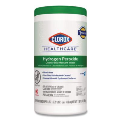 Hydrogen Peroxide Cleaner Disinfectant Wipes, 6.75 x 5.75, Unscented, 155 Wipes/Canister