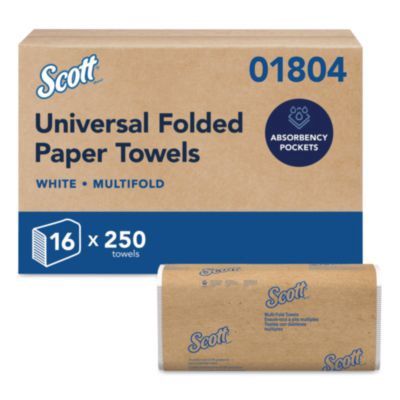 Essential Multi-Fold Towels, Plus Tier, Absorbency Pockets, 1-Ply, 9.2 x 9.4, White, 250/Packs, 16 Packs/Carton