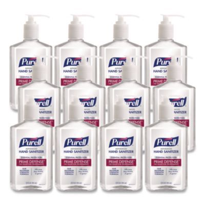 Prime Defense Advanced 85% Alcohol Gel Hand Sanitizer, 12 oz Pump Bottle, Clean Scent, 12/Carton