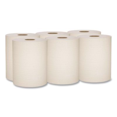 Essential 100% Recycled Fiber Hard Roll Towel, 1-Ply, 8" x 800 ft, 1.5" Core, Brown, 6 Rolls/Carton