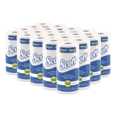 Kitchen Roll Towels, 1-Ply, 11 x 8.75, White, 128/Roll, 20 Rolls/Carton