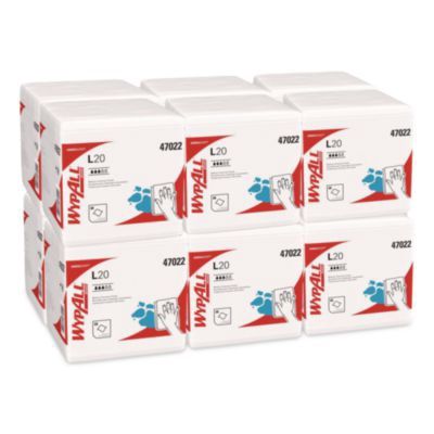 L20 Towels, 1/4 Fold, 4-Ply, 12.5 x 12 Unscented, White, 68/Pack, 12 Packs/Carton