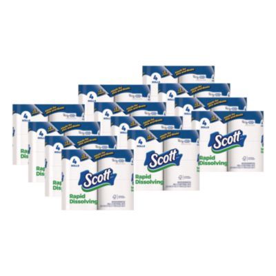 Rapid-Dissolving Toilet Paper, Bath Tissue, Septic Safe, 1-Ply, White, 231 Sheets/Roll, 4 Rolls/Pack, 12 Packs/Carton