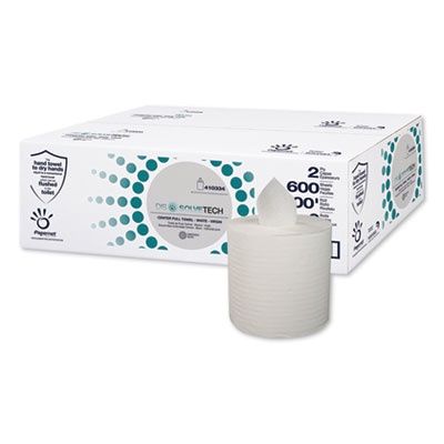 DissolveTech Center-Pull Paper Towel, 1-Ply, 7.6 x 10, White, 600 Sheets/Roll, 6 Rolls/Carton