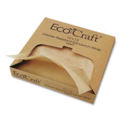 EcoCraft Grease-Resistant Paper Wraps and Liners, 12 x 12, Natural, 1,000/Box, 5 Boxes/Carton