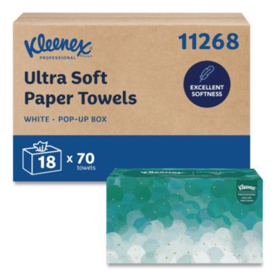 Ultra Soft Hand Towels, POP-UP Box, 1-Ply, 9 x 10, White, 70/Box