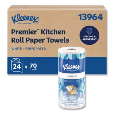 Premiere Kitchen Roll Towels, 1-Ply, 11 x 9.4, White, 70/Roll, 24 Rolls/Carton