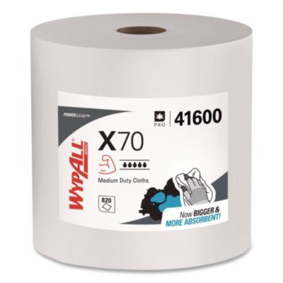 X70 Cloths, Jumbo Roll, Perforated, 12.4 x 12.2, White, 820 Towels/Roll