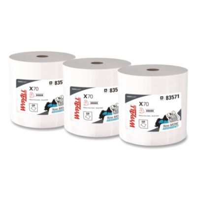 X70 Wipers in a Bucket Refills, No Bucket, 13 x 10, Unscented, White, 220/Rolls, 3 Rolls/Carton