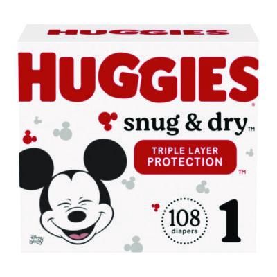 Snug and Dry Diapers, Size 1, 8 lbs to 14 lbs, 128/Carton