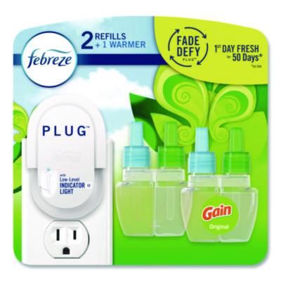 PLUG Air Freshener Warmer Starter Kit, Clear/White, with (2) Gain Original Refills