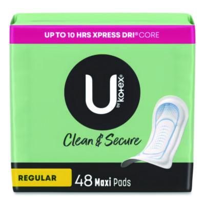 U by Kotex Security Maxi Pads, Unscented, Regular Absorbency, 48/Pack