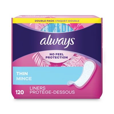 Thin Daily Panty Liners, Regular Absorbency, 120/Pack