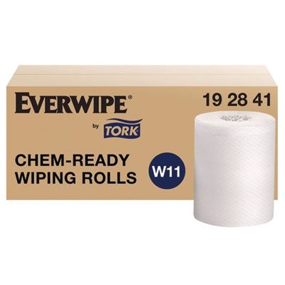 Everwipe by Tork Chem-Ready Wiping Rolls, 1-Ply, 12 x 12, White, 90 Sheets, 6 Rolls/Carton