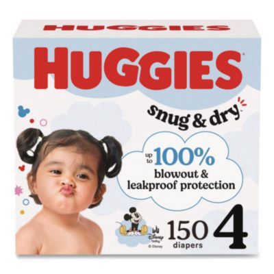 Snug and Dry Diapers, Size 4, 22 lbs to 37 lbs, 150/Carton
