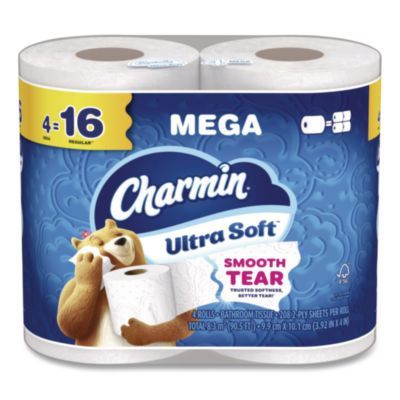 Ultra Soft Bathroom Tissue, Mega Roll, Septic Safe, 2-Ply, White, 208 Sheets/Roll, 4 Rolls/Pack, 8 Packs/Carton