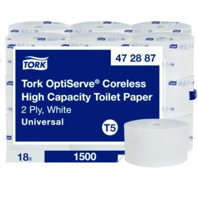 OptiServe High-Capacity Coreless Toilet Paper, 2-Ply, White, 1,500 Sheets/Roll, 18 Rolls/Carton
