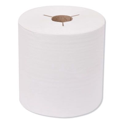 Premium Hand Towel Roll, Notched, 1-Ply, 8" x 600 ft, White, 720 Sheets/Roll, 6 Rolls/Carton