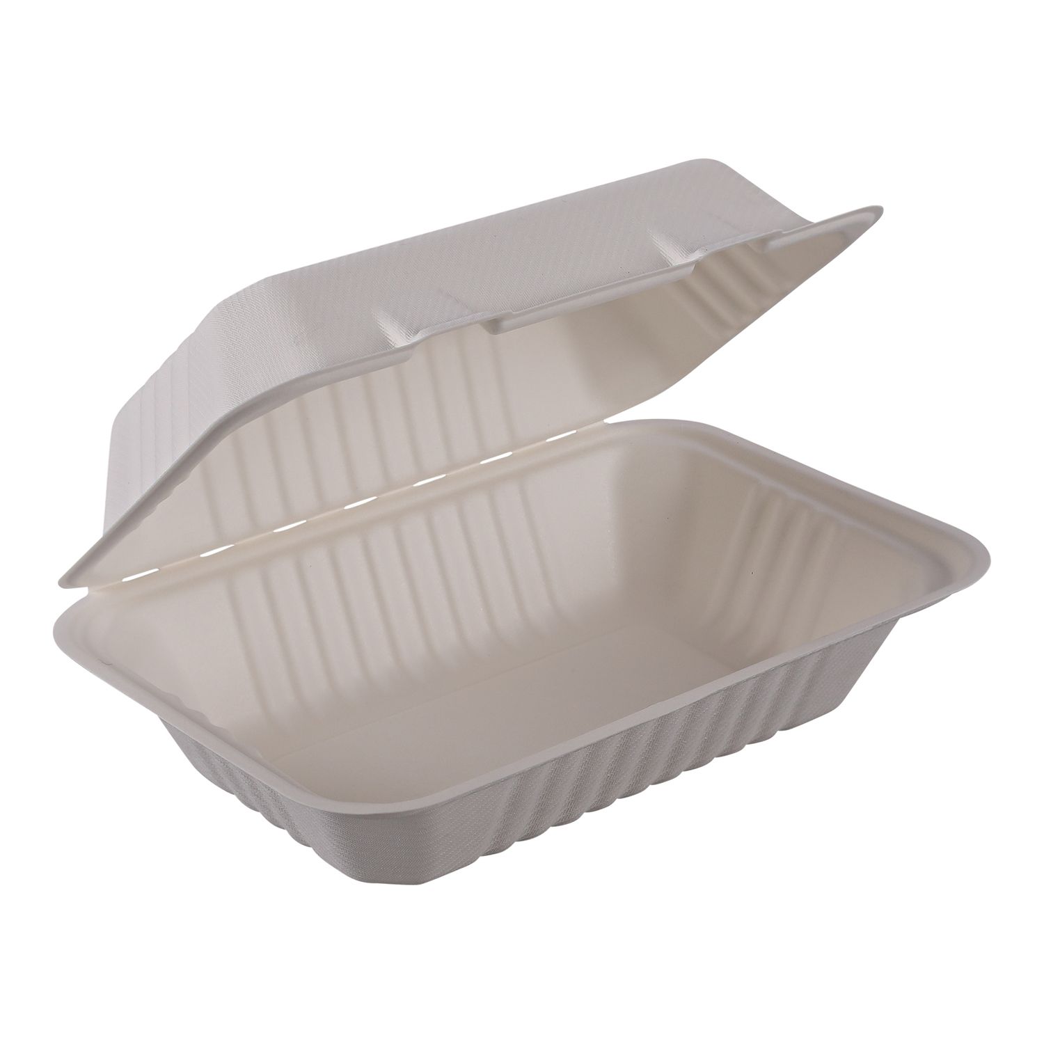 hinged lid container, Molded Fiber 9 x 6x3