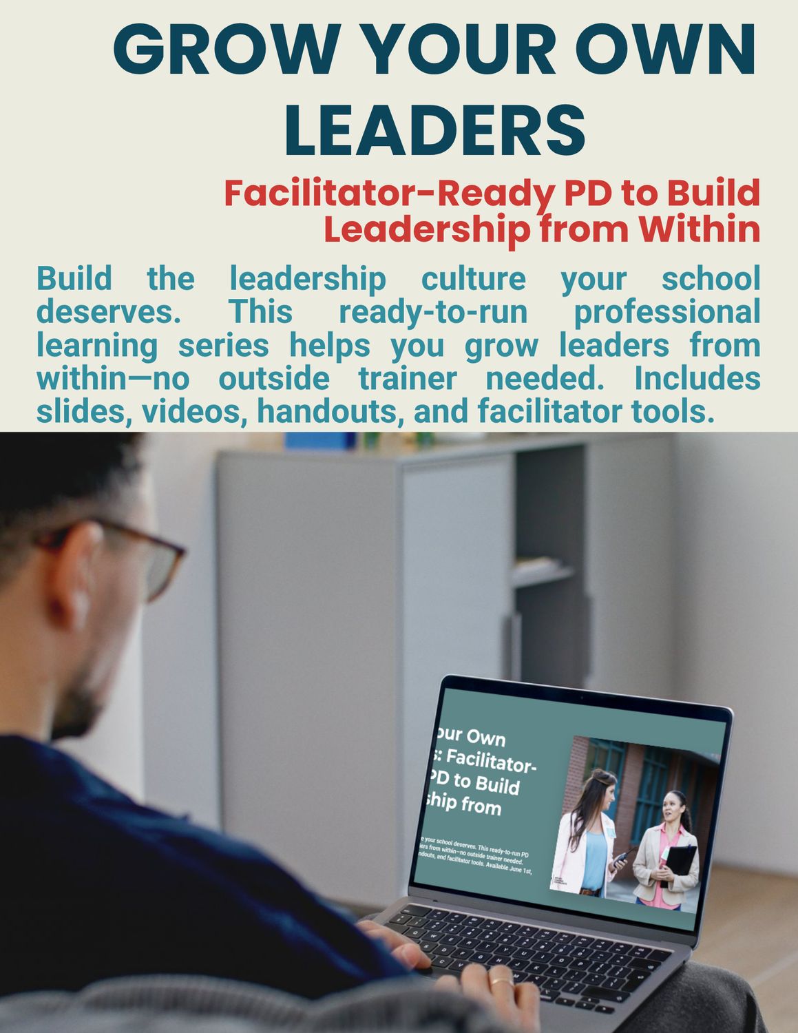 Teacher looks at Grow Your Own Leaders PD course for school-based leadership.