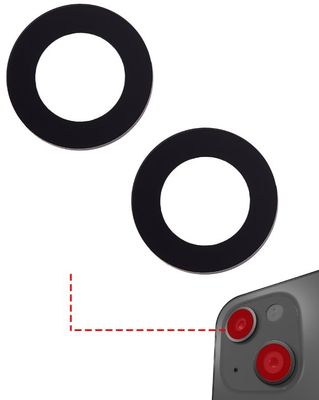 IPhone 14 / 14 Plus / 15 / 15 Plus (2 Piece Set) Back Camera Lens (Glass Only) With Adhesive