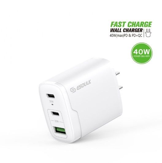 ESOULK EA18-WH 40W Dual PD+QC Fast Wall Charger