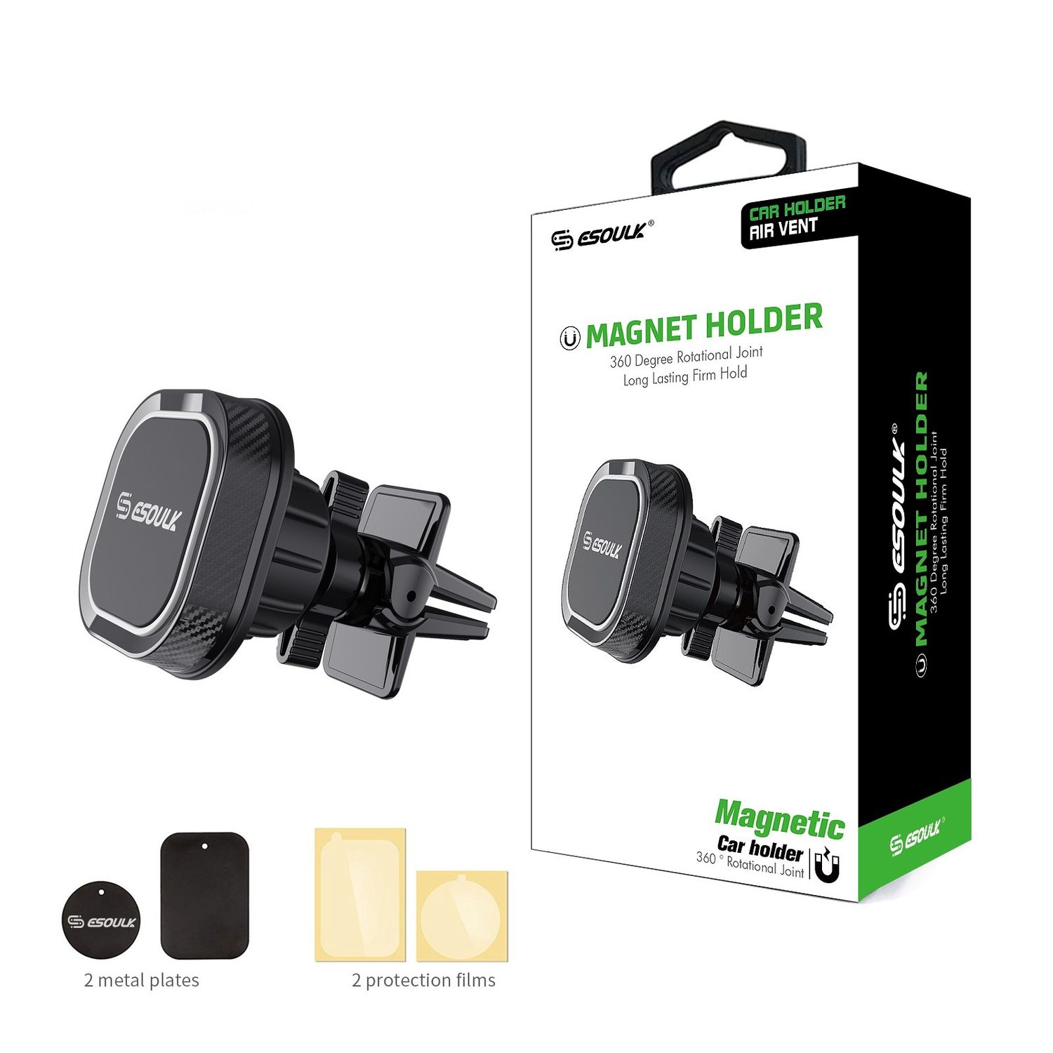 EH08PBK:Esoulk Magnet Air Vent Holder Black