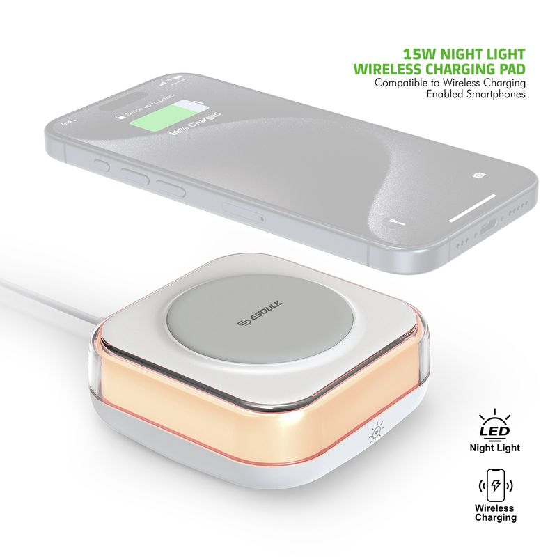 15w Night Light Wireless Charging Pad- White