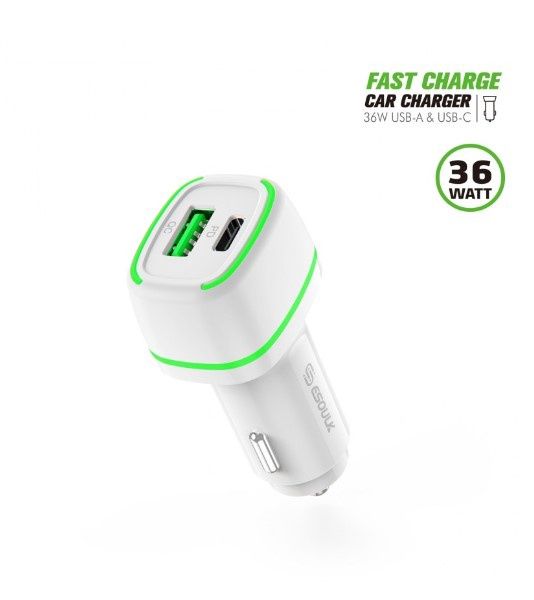 EA15-WH 36W FAST CAR CHARGER 18W PD+18W QC