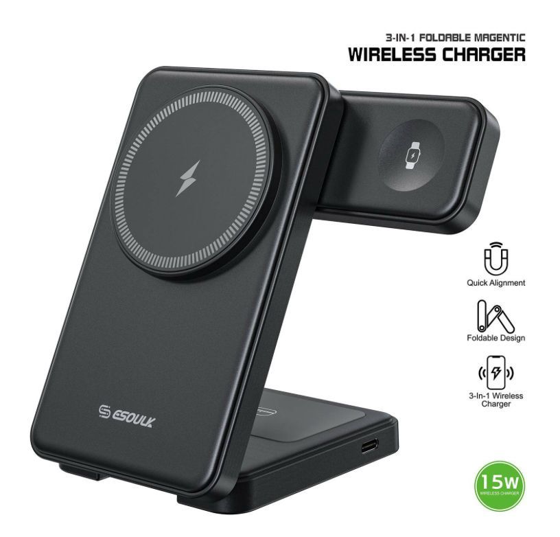 3-In-1 Foldable Magnetic Wireless Charger 6010BK
