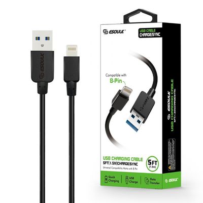 EC30P-IP-BK:Esoulk 5ft Faster Speed Charging Cable For IOS-Black