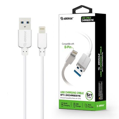 EC30P-IP-WH Esoulk 5ft Faster Speed Charging Cable For IOS-White