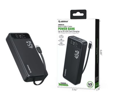 20000mAh PD 45W Built-in USB-C Cable Power Bank