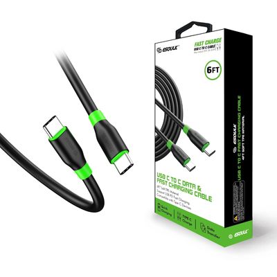 EC34P-CC-BK:6ft /1.8m USB C To C Cable TPE Material Black